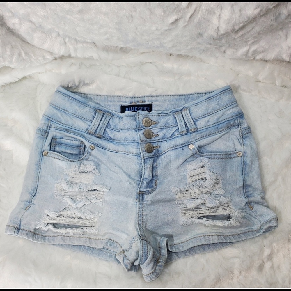 Blue Spice distressed shorts